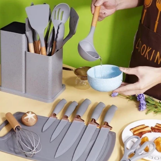 Kit Utensílios de Cozinha Luxo (COM 19 PEÇAS)