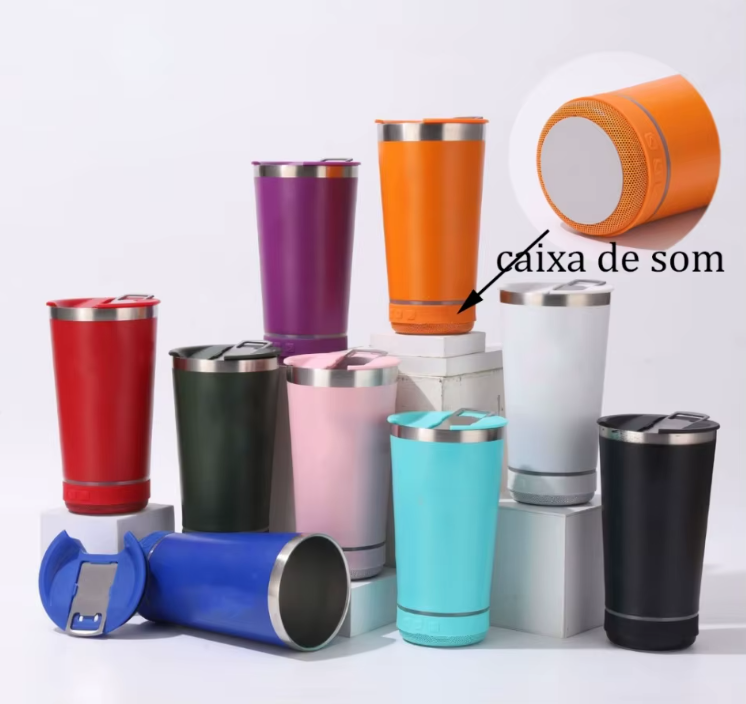 Copo Play - Copo Térmico com Caixa de Som Bluetooth