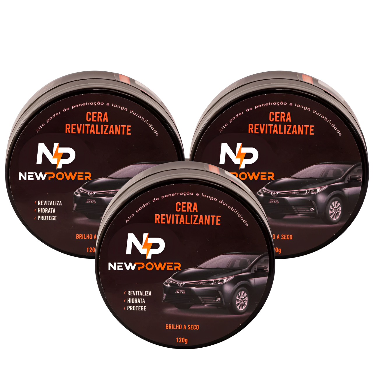 Kit com 3 Ceras Revitalizadora de Plásticos NewPower Renova Parachoque