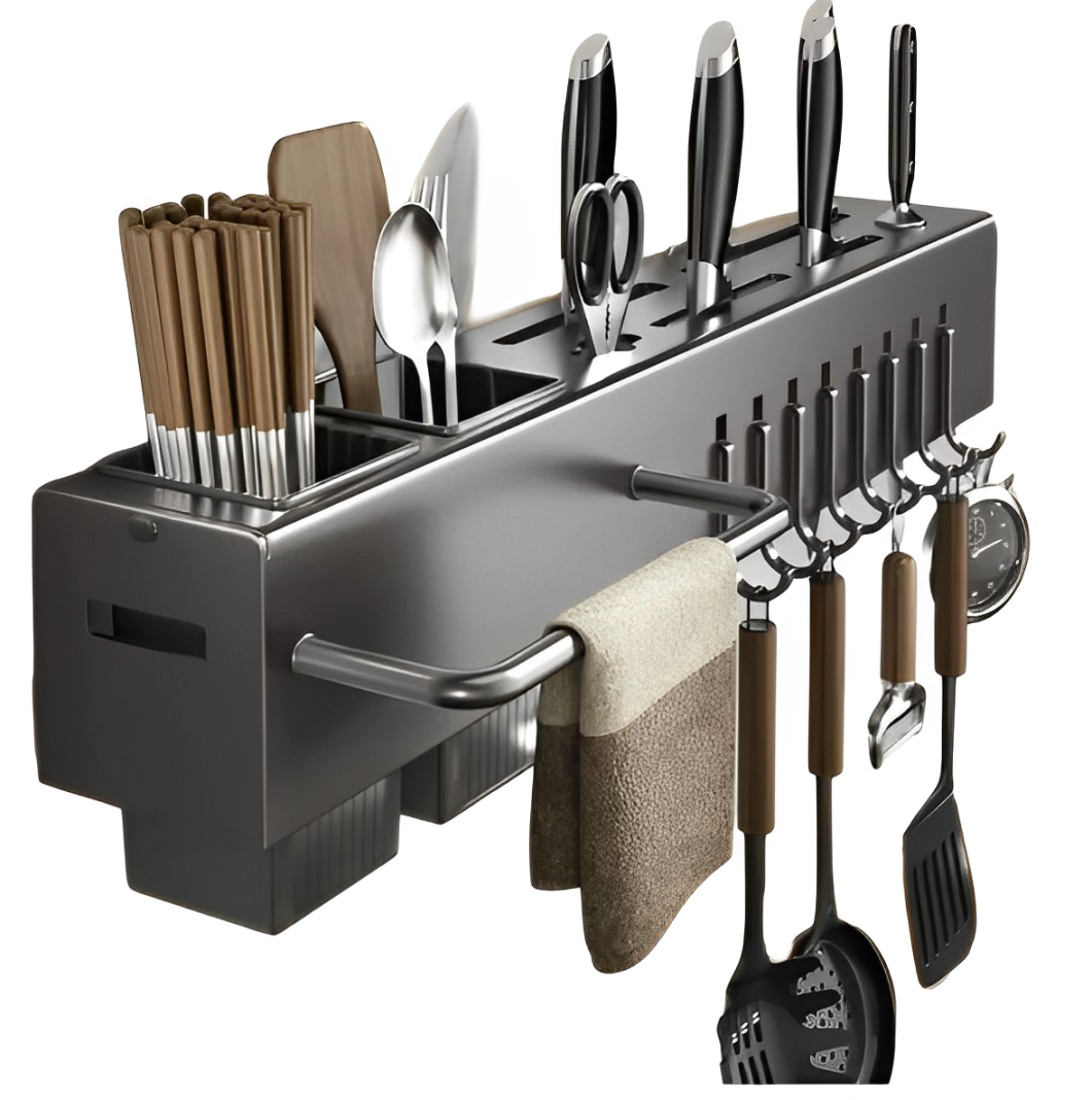 Suporte de Aço Inox Pro para Armazenamento de Utensílios