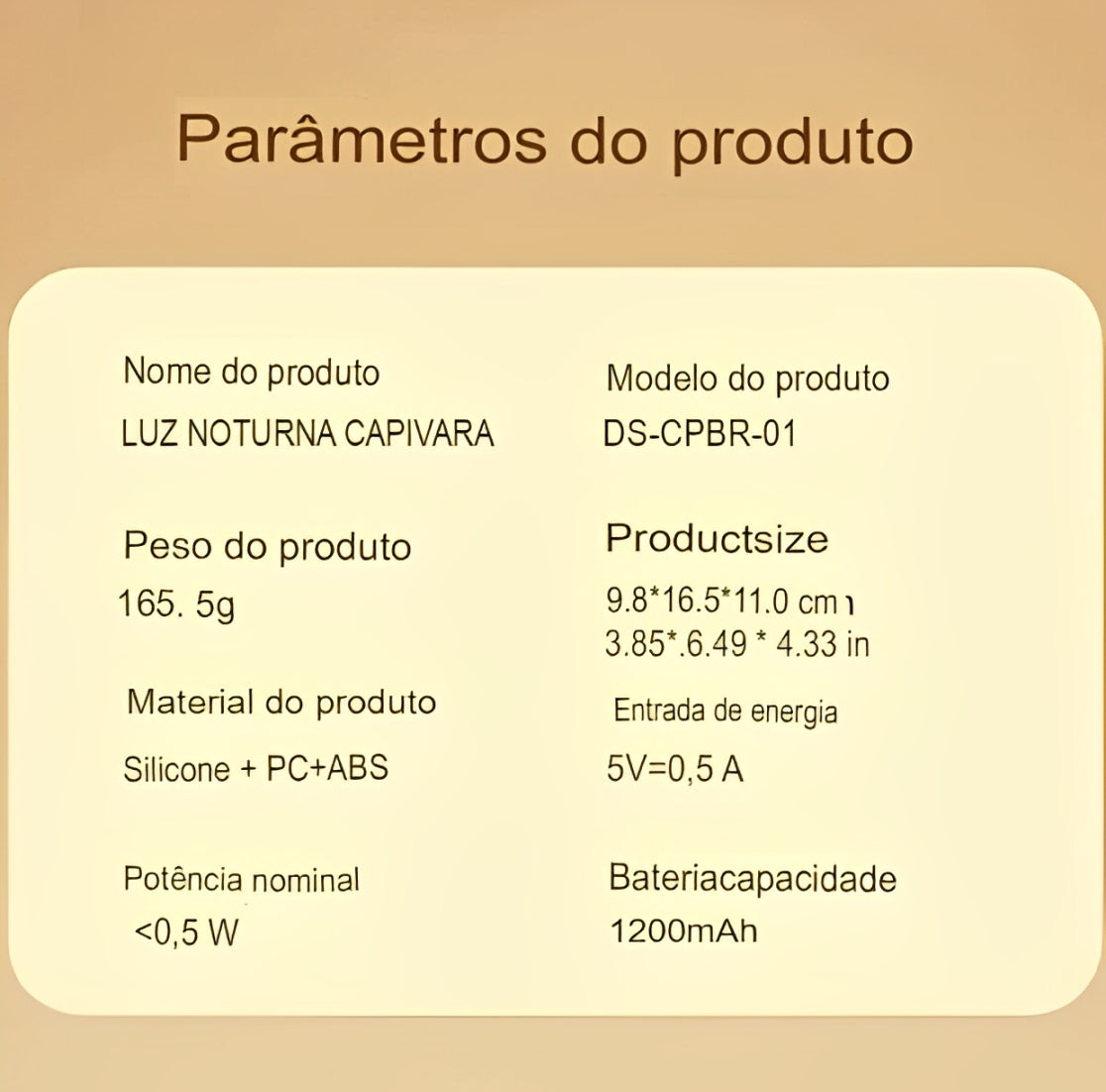 Luminária Capivara Luz Noturna Para Dormir