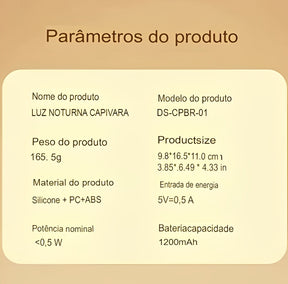 Luminária Capivara Luz Noturna Para Dormir