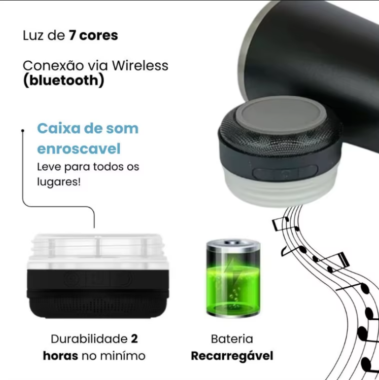 Copo Play - Copo Térmico com Caixa de Som Bluetooth