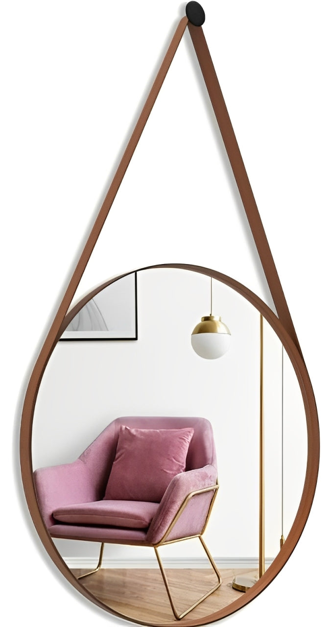 Espelho Adnet Redondo 30cm Com Alça + Suporte e Pendurador