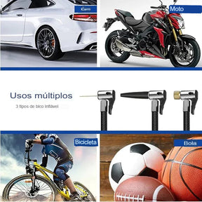 Compressor de Ar Para Encher Pneus Carro, Moto, Bicicleta, Inflaveis e Bolas