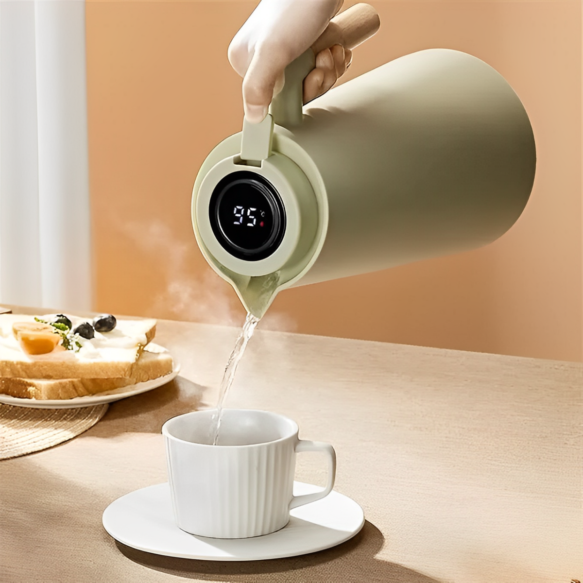 Garrafa Térmica 1 Litro Com Termômetro Led Para Chás e Café