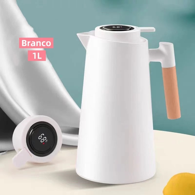 Garrafa Térmica 1 Litro Com Termômetro Led Para Chás e Café