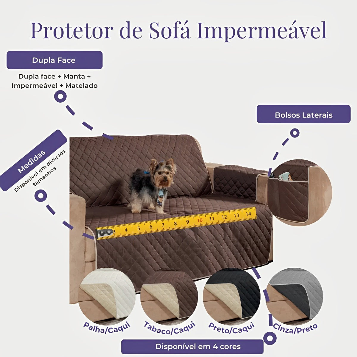 Capa Protetor de Sofá Dupla Face Impermeável
